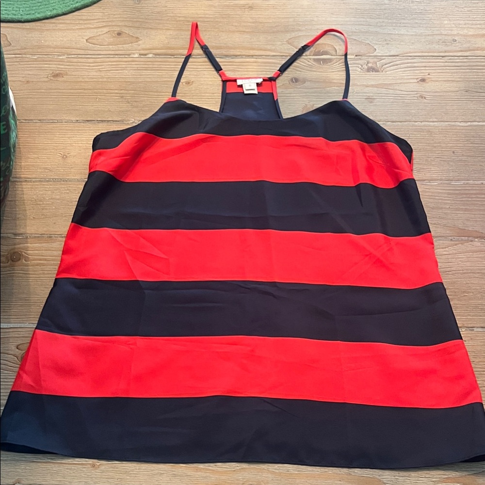 J. Crew Red and Black Striped Tank Top
